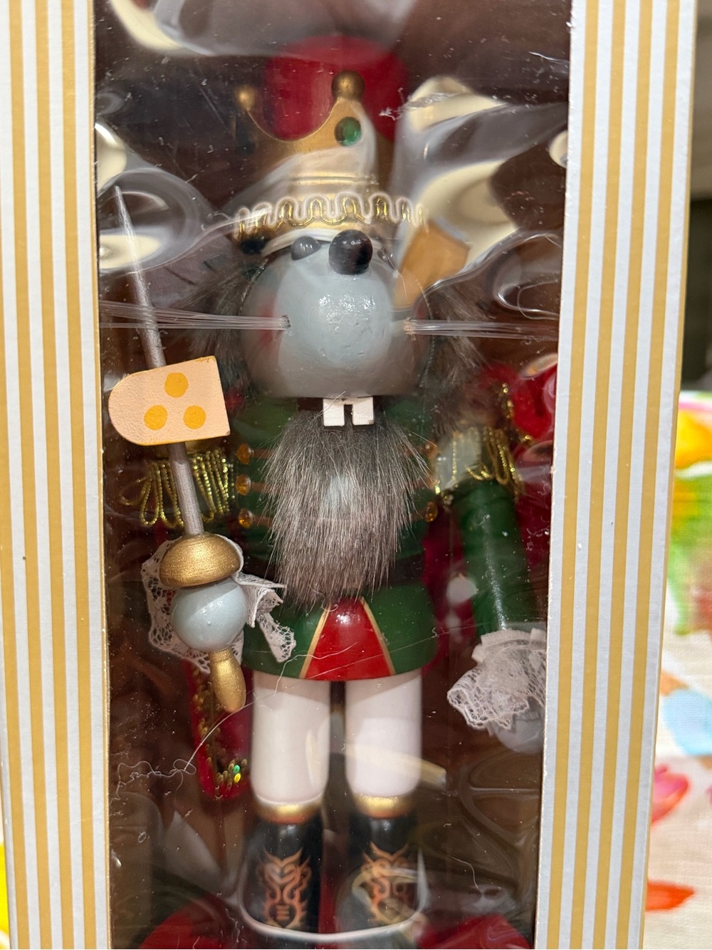 Cost Plus World Market Mouse King Nutcracker with Gold Accents Music Box